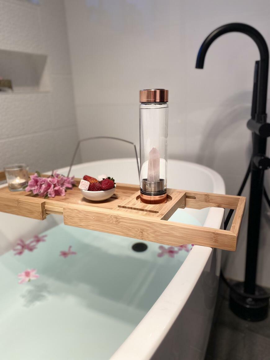 Crystal Elixir Glass Water Bottle (Rose Gold) - Rose Quartz