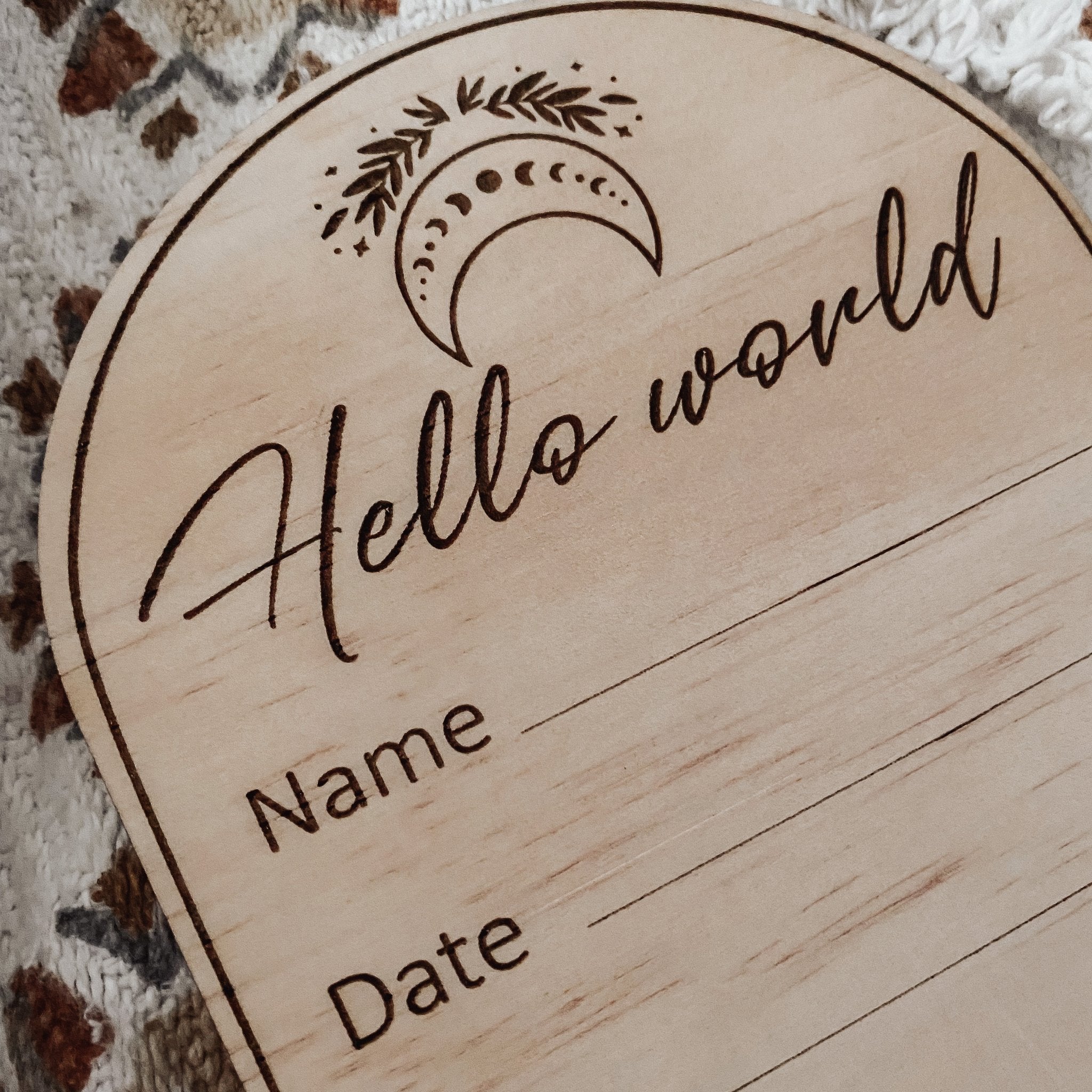 Birth Announcement Arched Disc - Moon