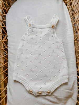 Pointelle Romper - White