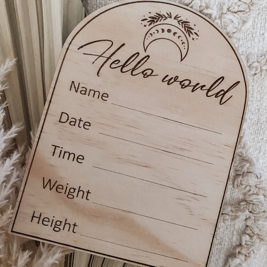Birth Announcement Arched Disc - Moon