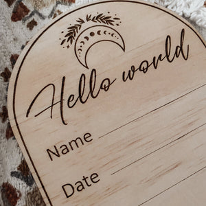 Birth Announcement Arched Disc - Moon