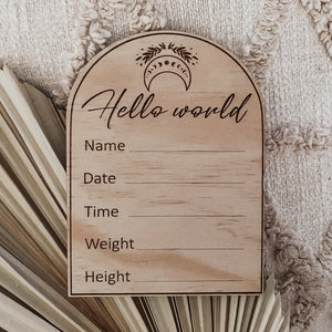 Birth Announcement Arched Disc - Moon