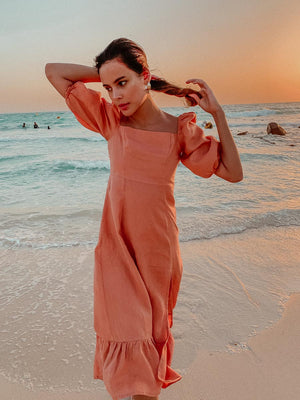 Monte Linen Dress - Latte