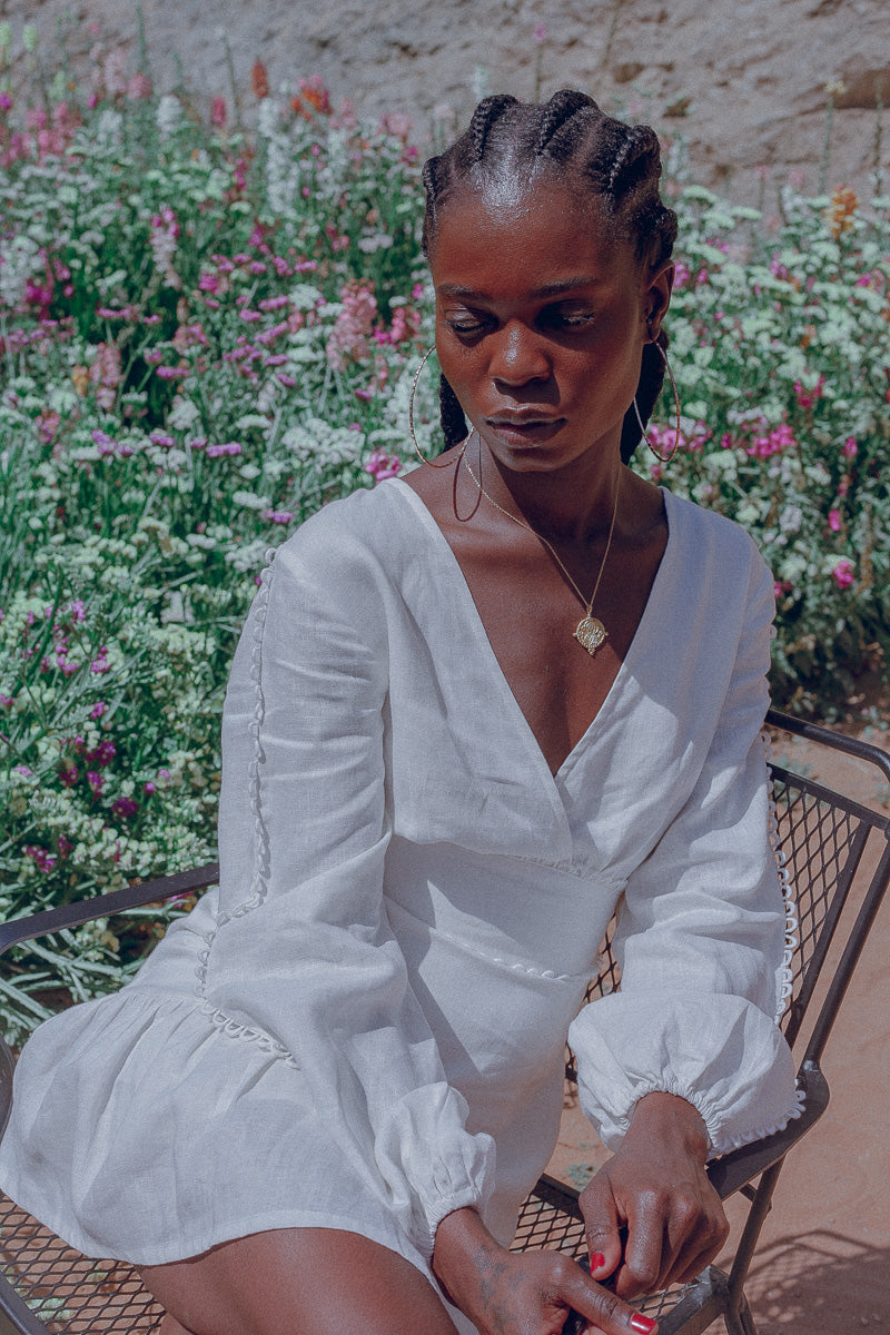 Monette Backless Dress - White
