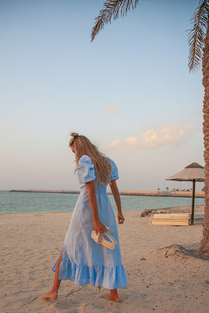 Monte Linen Dress - Pale Blue