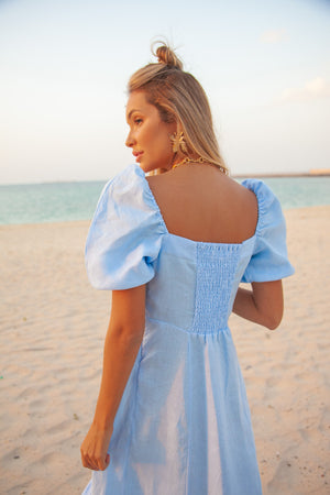 Monte Linen Dress - Pale Blue