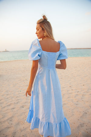 Monte Linen Dress - Pale Blue