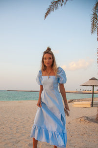Monte Linen Dress - Pale Blue