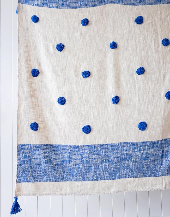 Navy/Natural Recycled Cotton Throw