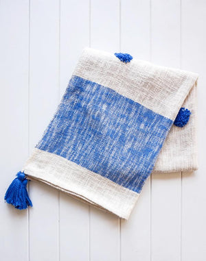 Navy/Natural Recycled Cotton Throw
