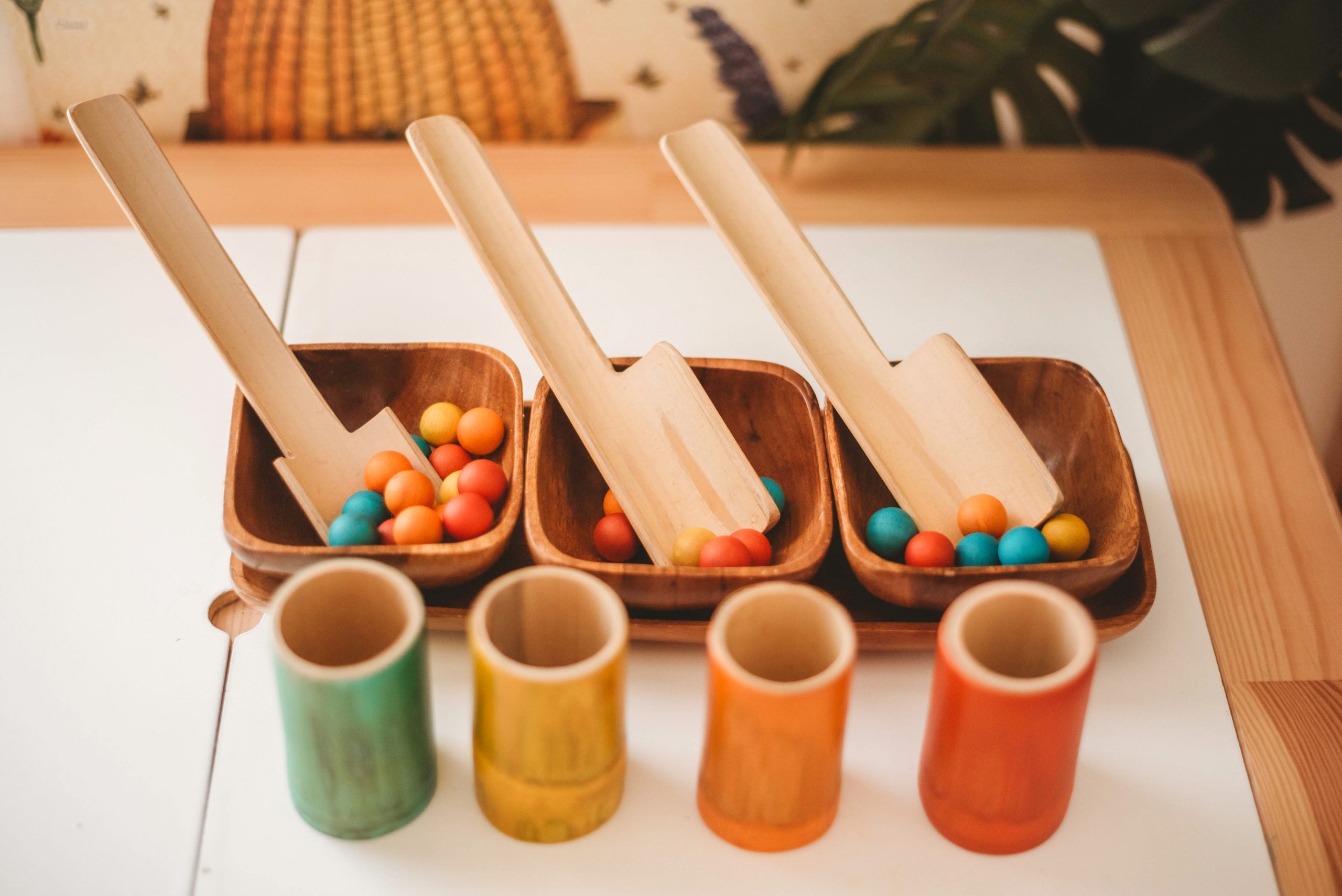 Rainbow bamboo Sorting Tubes - Set of 6