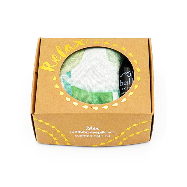 Relax Gift Pack - Arches Green Eye Pillow & Rose Quartz Bath Oil