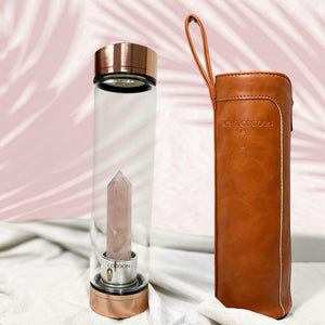Crystal Elixir Glass Water Bottle (Rose Gold) - Rose Quartz