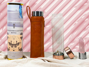 Crystal Elixir Glass Water Bottle (Rose Gold) - Rose Quartz
